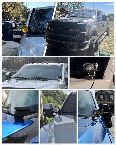 دعامات تثبيت على غطاء محرك السيارة LED لسيارة Ford Super Duty F250/F350/F450/F550 2017-2022، فولاذ عالي التحمل، تثبيت بدون مثقاب يناسب مصابيح جراب مقاس 2 بوصة - 7 بوصة in Kuwait