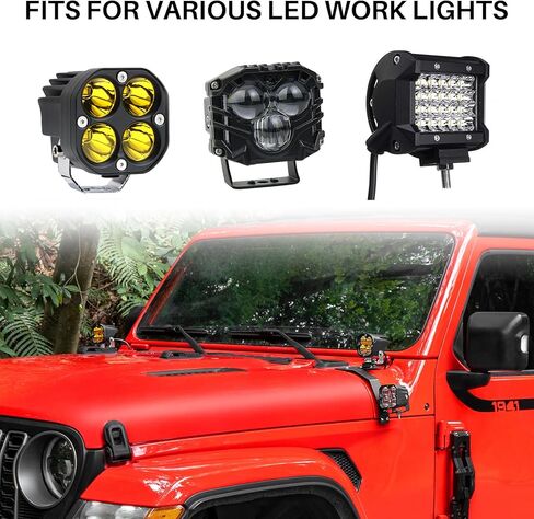 Dual A Pillar Light Mount Bracket for Jeep Wrangler JL JT 4XE Gladiator 2018–2025, LED Off-Road Work Light Holder, Modular Brackets for Pod Lights & Ditch Lights, Jeep Accessories, 1 Pair in Saudi Arabia