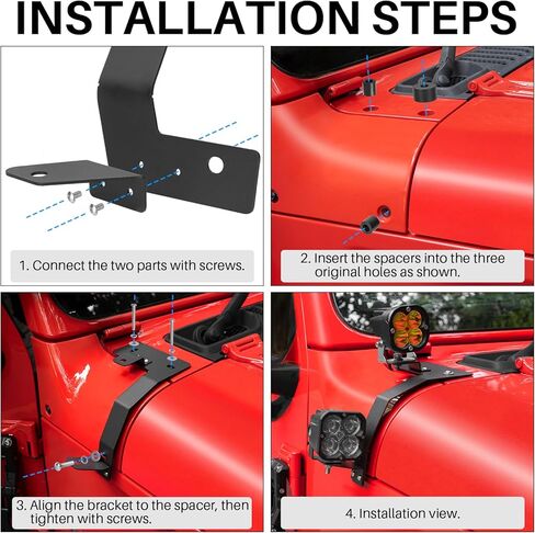 Dual A Pillar Light Mount Bracket for Jeep Wrangler JL JT 4XE Gladiator 2018–2025, LED Off-Road Work Light Holder, Modular Brackets for Pod Lights & Ditch Lights, Jeep Accessories, 1 Pair in Saudi Arabia