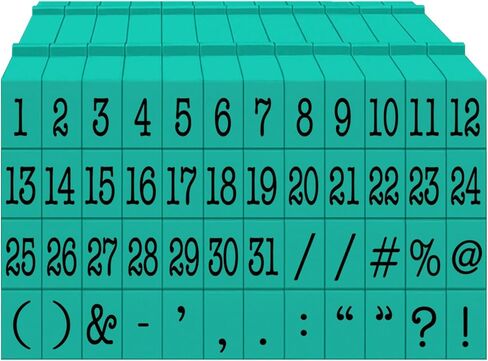 PEGZ® V2 Alphabet Stamps Clickable - Connectable American Typewriter Font (48 Numbers & Symbols, 2 Blanks, 50 pc Medium Size) in Saudi Arabia