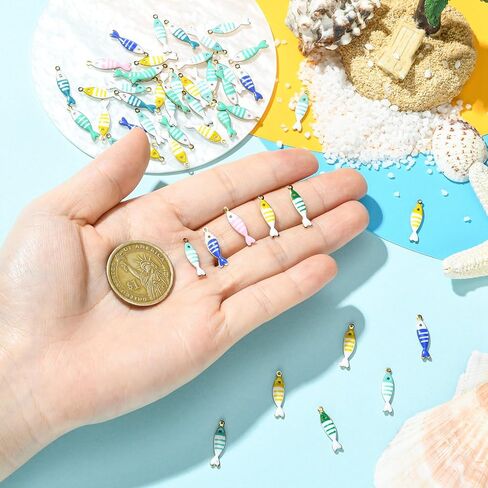 KitBeads 50 قطعة من سحر أسماك السردين العشوائية من الفولاذ المقاوم للصدأ الحياة البحرية والمحيطات Aniaml سحر لصنع المجوهرات والأساور والأقراط والقلائد والحرف اليدوية in Kuwait