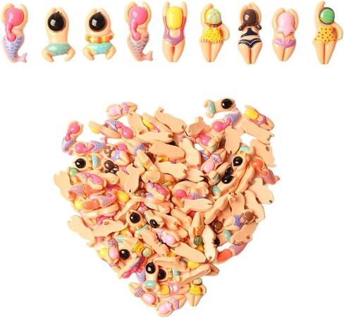 Acxico 50pcs Mixed Colorful Resin Cartoon Swimmer Charms, Assorted Colors & Designs with Playful Style & Detailed Craftsmanship for DIY Crafts & Jewelry Making in Kuwait