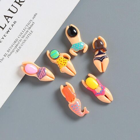 Acxico 50pcs Mixed Colorful Resin Cartoon Swimmer Charms, Assorted Colors & Designs with Playful Style & Detailed Craftsmanship for DIY Crafts & Jewelry Making in Kuwait