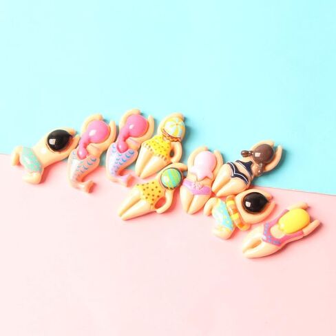 Acxico 50pcs Mixed Colorful Resin Cartoon Swimmer Charms, Assorted Colors & Designs with Playful Style & Detailed Craftsmanship for DIY Crafts & Jewelry Making in Kuwait