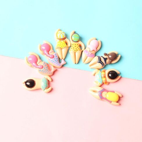 Acxico 50pcs Mixed Colorful Resin Cartoon Swimmer Charms, Assorted Colors & Designs with Playful Style & Detailed Craftsmanship for DIY Crafts & Jewelry Making in Kuwait