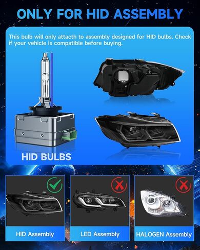 Fit for Chevrolet 2014-2021 Camaro 2014-2019 Impala Corvette 2014-2017 SS D3S HID Xenon Headlight Bulbs, Upgraded 35W High Low Beam Bi-Xenon Light Bulb Replace, 8000K White Blue, Pack of 2 in Saudi Arabia