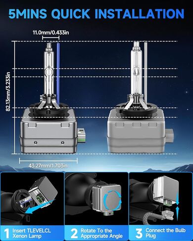 Fit for Chevrolet 2014-2021 Camaro 2014-2019 Impala Corvette 2014-2017 SS D3S HID Xenon Headlight Bulbs, Upgraded 35W High Low Beam Bi-Xenon Light Bulb Replace, 8000K White Blue, Pack of 2 in Saudi Arabia