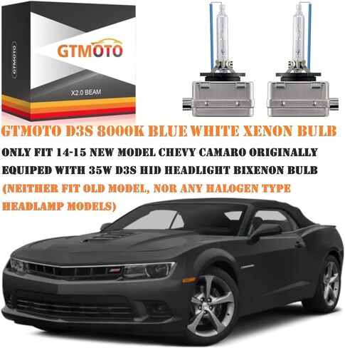 مصابيح D3S HID لعام 2014 2015 2016 2017 2018 2019 2020 مصابيح أمامية Chevy Camaro SS نماذج ثنائية زينون فقط، RS LT ZL1 13587843 OEM 35W D3SC1 LED DRL للمصابيح الأمامية، 8000K مصابيح زرقاء بيضاء، عبوتان in Kuwait