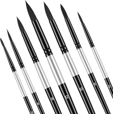 7 Pcs Round Pointed Tip Paint Brushes Set Watercolor Brushes Artist Paintbrushes Round Nylon Hair Art Paints Brush for Acrylic Watercolors Gouache Inks Oil Tempera Craft and Detail Painting in Kuwait
