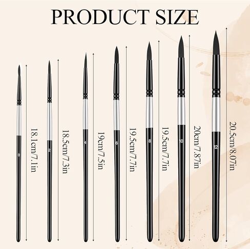 7 Pcs Round Pointed Tip Paint Brushes Set Watercolor Brushes Artist Paintbrushes Round Nylon Hair Art Paints Brush for Acrylic Watercolors Gouache Inks Oil Tempera Craft and Detail Painting in Kuwait