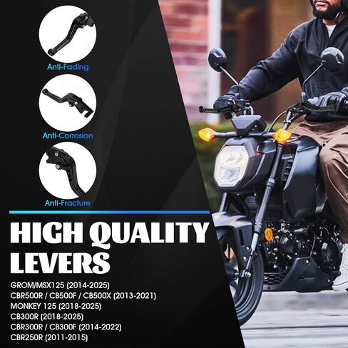 عتلات الفرامل الفاصل CNC لـ GROM 125 14-26 CB300R Monkey 125 18-25 CBR500R CBR500F CBR500X 13-21 CBR300R/F/FA 14-21 CB400F/R 13-15 CBR250R 11-15 دراجة نارية قابلة للتعديل رافعة سوداء in Kuwait