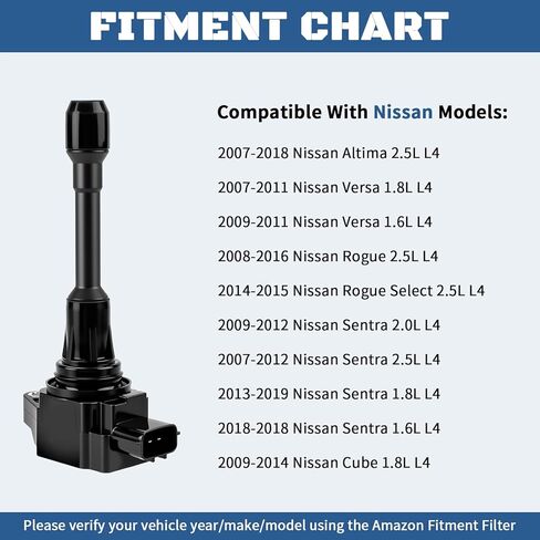 UF549 Ignition Coil Pack & 9029 Spark Plugs for 2.5L Nissan Altima Versa Rogue Sentra Cube 1.8L 1.6L 2.0L L4 2007 2008 2009 2010 2011 2012 2013 2014 2015 2016 2017 Coils, 4 Packs in Kuwait