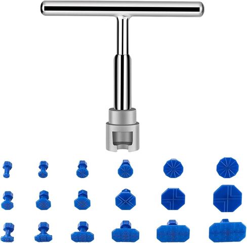 19pcs Dent Repair Puller Kit, Universal T Bar Dent Repair Paintless DentRepair Puller, DentRemoval Kit Include T Bar Dents Puller and 18 Auto Dents Pulling Tabs for Car in Saudi Arabia