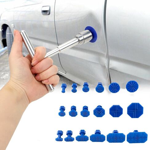 19pcs Dent Repair Puller Kit, Universal T Bar Dent Repair Paintless DentRepair Puller, DentRemoval Kit Include T Bar Dents Puller and 18 Auto Dents Pulling Tabs for Car in Saudi Arabia