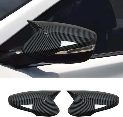 Compatible with Hyundai Elantra 2011 2012 2013 2014 2015 2016 Accessories Car Exterior Ox Horn Design Door Side Rearview Mirror Guard Cover Trim Caps - Carbon Fiber Style 2PCS in Kuwait