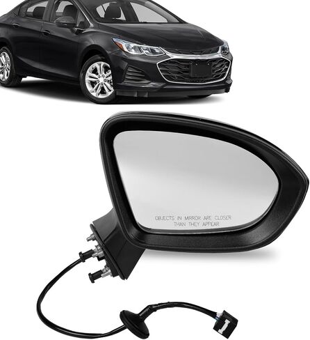 Right Side Mirror Compatible With Chevy Cruze 2016-2019 L LT LS Black Power Glass Non Heated Without Signal Light Passenger Side 3-Pins in Kuwait