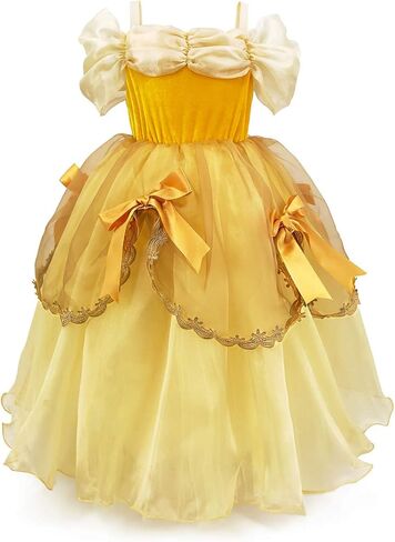 Light Up Halloween Princess Belle Dress Up Birthday Party Costume for Toddler Girls, Yellow in Kuwait