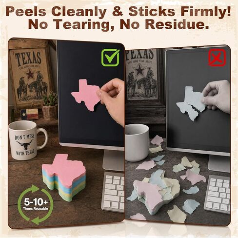 ACOCO Texas Shaped Sticky Notes and Paper Clips Set, Tear-Resistant Texas Theme Gifts for Office and Scrapbooking, 320 Sheets and 20 Metal State Clips in Saudi Arabia