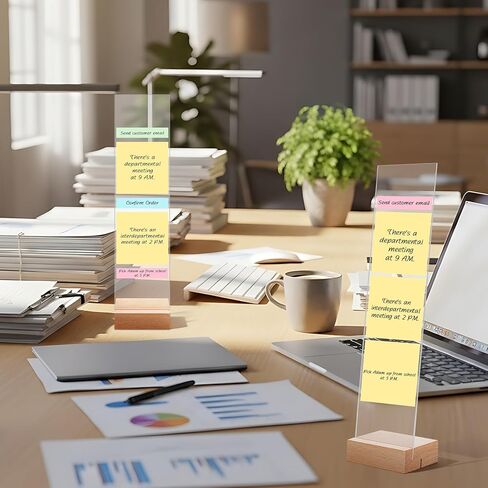 2PCS Monitor Memo Board, Acrylic Monitor Sticky Note Holder for Computer Screen Message Board Holder for Desk Clear Sticky Notes Organizer Portable Desktop Memo Attachment Laptop Office Accessories in Saudi Arabia
