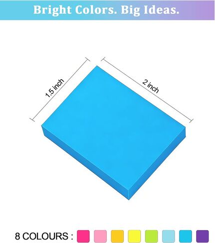 8 Pack Bright Color Sticky Notes 1.5x2 Inch, 100 Sheets/Pad 800 Total, Adhesive Memo Pads for Office School Home Organization in Kuwait