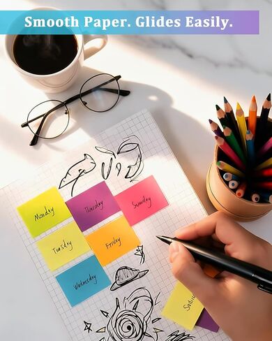 8 Pack Bright Color Sticky Notes 1.5x2 Inch, 100 Sheets/Pad 800 Total, Adhesive Memo Pads for Office School Home Organization in Kuwait