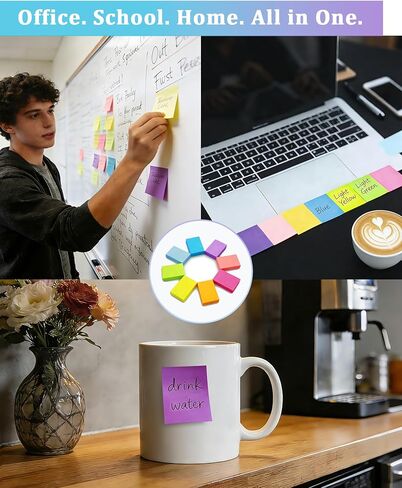 8 Pack Bright Color Sticky Notes 1.5x2 Inch, 100 Sheets/Pad 800 Total, Adhesive Memo Pads for Office School Home Organization in Kuwait