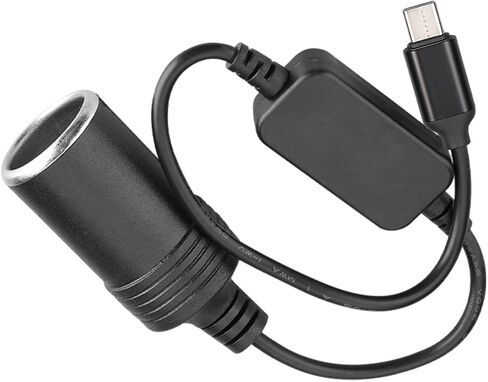 KVAEY USB C ذكر إلى 12 فولت مقبس ولاعة السجائر في السيارة كابل محول أنثى، كابل طاقة محول USB إلى ولاعة السجائر، محول أنثى 10 وات من النوع C لمسجل القيادة GPS (0.98 قدم/ 0.3 متر) in Kuwait