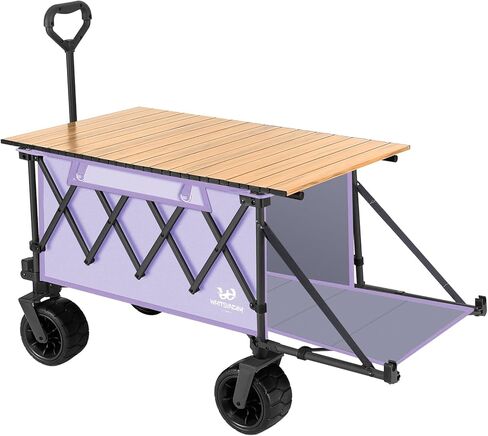 Whitsunday Collapsible Wagon with Tailgate and Big Wheel,Heavy Duty Utility Folding Wagons for Beach Camping Outdoor Purple in Saudi Arabia