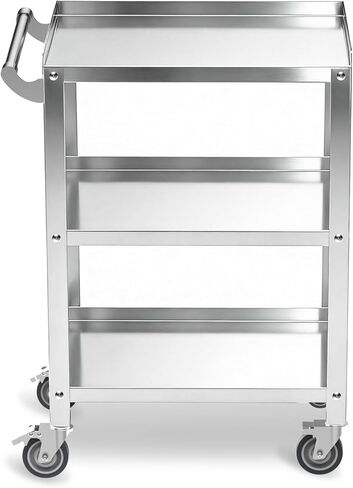 Stainless Steel Utility Cart 3 Tier - Heavy Duty Rolling Cart with Silent Wheels & Handle, Commercial Food Storage Trolley for Kitchen Restaurant Hospital Lab and Home, 16″L x 24″W x 34″H in Saudi Arabia