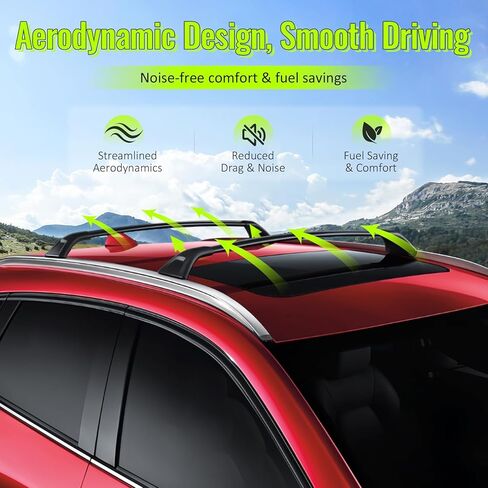 قضبان متقاطعة لحامل السقف، متوافقة مع 2010-2017 Chevy Equinox وGMC Terrain، الألومنيوم الأسود والبلاستيك OEM نمط Crossbars حامل الأمتعة in Kuwait