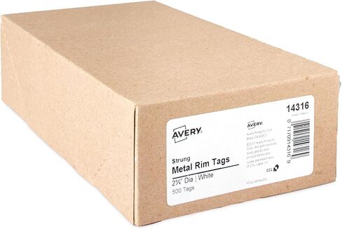 علامات مفاتيح ذات حافة معدنية من Avery، علامة بقطر 2.25 بوصة، تتضمن سلاسل، أبيض، 500 علامة (14316) in Kuwait