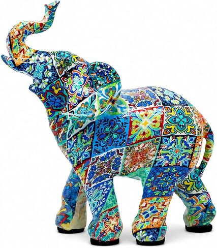Elephant Statue Decor, Colorful Art Creativity Graffiti Elephant Sculpture Ornament, Gifts for Women, Mom, Collectible Resin Elephant Figurines for Home Office Bookshelf Desktop in Saudi Arabia
