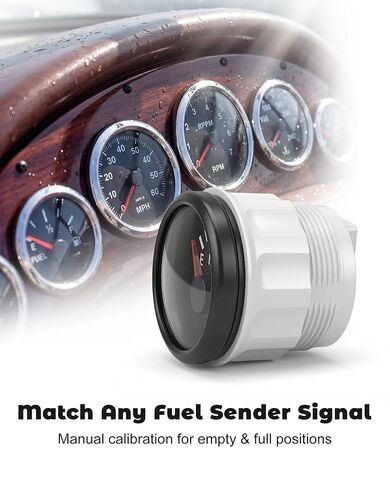 Adjustable Fuel Gauge for Boats, Trucks, RVs, Cars, ATV, Motorcycles, Skid Steer, Any Signal, Ideal for Custom Tank Projects & DIY Builds, IP67 Waterproof, Black Bezel and Dial, 2 inch in Saudi Arabia