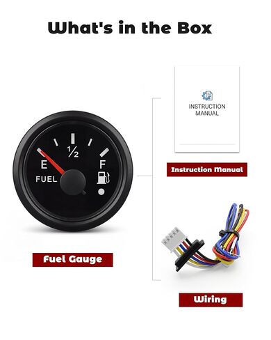 Adjustable Fuel Gauge for Boats, Trucks, RVs, Cars, ATV, Motorcycles, Skid Steer, Any Signal, Ideal for Custom Tank Projects & DIY Builds, IP67 Waterproof, Black Bezel and Dial, 2 inch in Saudi Arabia