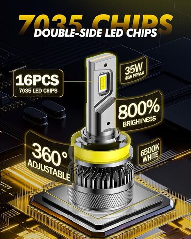 H11/H8/H9 Bulbs Super Bright,6500K Cool White H8 Light Bulbs, 50000+Hours H11 Powersport Bulb with Cooling Fan, Pack of 2 in Saudi Arabia