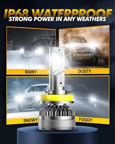 H11/H8/H9 Bulbs Super Bright,6500K Cool White H8 Light Bulbs, 50000+Hours H11 Powersport Bulb with Cooling Fan, Pack of 2 in Saudi Arabia