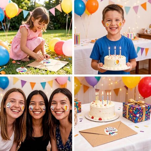 ملصقات عيد ميلاد سعيد - 500 قطعة 1.5 بوصة 6 تصميمات مقاومة للماء ذاتية اللصق ملصقات دائرية ذاتية اللصق للبالغين، أختام مغلف، الحفلات، البطاقات، تغليف الهدايا (ملونة) in Kuwait