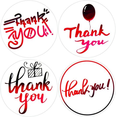 Thank You Stickers Roll 500 PCS Round Red Glossy Foil Seal Stickers 1.5 Inch Thank You Labels for Business 4 Designs in Kuwait