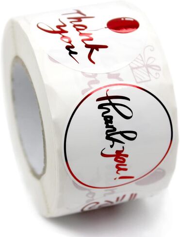 Thank You Stickers Roll 500 PCS Round Red Glossy Foil Seal Stickers 1.5 Inch Thank You Labels for Business 4 Designs in Kuwait
