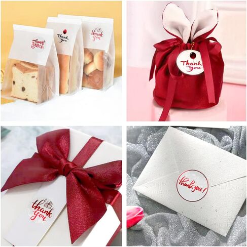 Thank You Stickers Roll 500 PCS Round Red Glossy Foil Seal Stickers 1.5 Inch Thank You Labels for Business 4 Designs in Kuwait