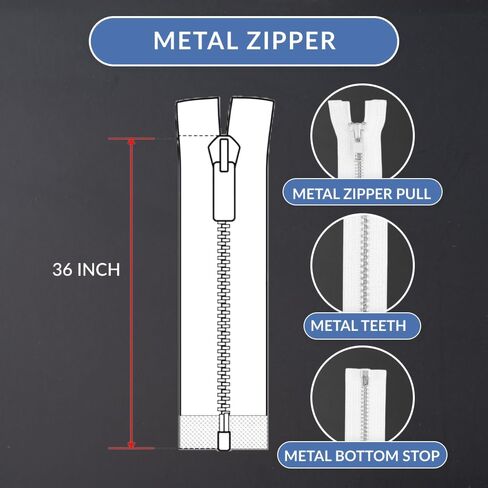 سحاب ألومنيوم مقاس 91.44 سم، سحاب أبيض في اتجاه واحد لحرف الخياطة in Kuwait
