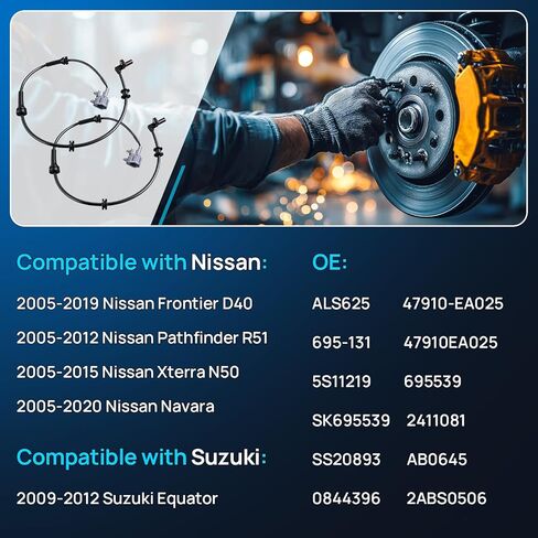 ABS عجلة السرعة الاستشعار الجبهة اليسرى اليمنى يناسب لنيسان فرونتير باثفايندر Xterra 2005 2006 2007 2008 2009 2010 2011 2012 2013 2014 2015 2016 2017، 09-12 سوزوكي خط الاستواء، سائق الركاب، ALS625 in Kuwait