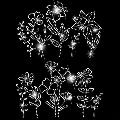 SUPERDANT Flowers Iron on Rhinestones for Clothes White Flower Crystal Heat Transfer Stickers Iron on Decals Rhinestone Patches for Woman T-Shirt Clothing Hoodie Jackets DIY Art Craft Gifts in Kuwait