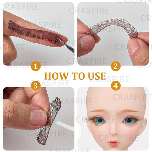 CRASPIRE 15Pcs 3 Styles Doll Eyelashes Strips BJD False Eyelashes Accessories Making Supplies 6mm 8mm 10mm Black Fake Lashes for DIY Craft Making Cartoon Character Make Up in Saudi Arabia