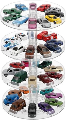 4-Tier Clear Display Case, 1/64 Scale Toy Car Storage Case Compatible with Hot Wheels Matchbox Car (Cars No Longer Than 3.5 in), Freestanding Storage with 4 Levels Max 45-55 Cars in Saudi Arabia