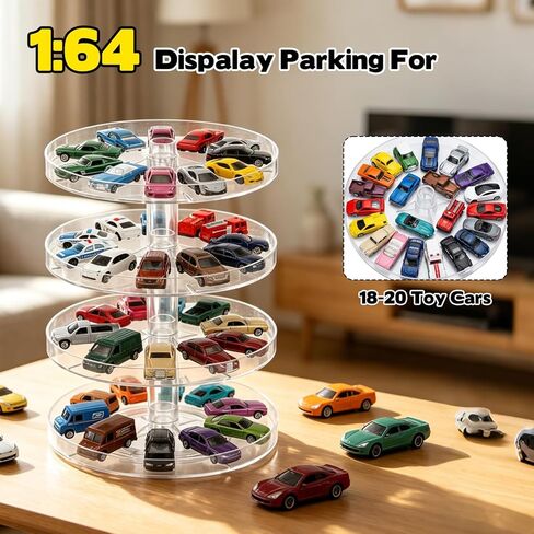 4-Tier Clear Display Case, 1/64 Scale Toy Car Storage Case Compatible with Hot Wheels Matchbox Car (Cars No Longer Than 3.5 in), Freestanding Storage with 4 Levels Max 45-55 Cars in Saudi Arabia