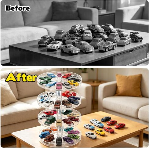 4-Tier Clear Display Case, 1/64 Scale Toy Car Storage Case Compatible with Hot Wheels Matchbox Car (Cars No Longer Than 3.5 in), Freestanding Storage with 4 Levels Max 45-55 Cars in Saudi Arabia