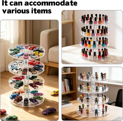 4-Tier Clear Display Case, 1/64 Scale Toy Car Storage Case Compatible with Hot Wheels Matchbox Car (Cars No Longer Than 3.5 in), Freestanding Storage with 4 Levels Max 45-55 Cars in Saudi Arabia