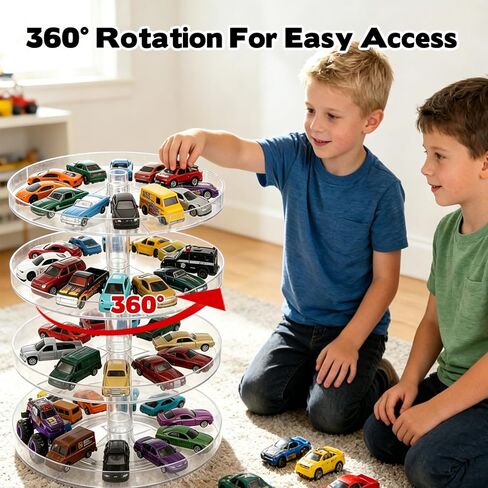 4-Tier Clear Display Case, 1/64 Scale Toy Car Storage Case Compatible with Hot Wheels Matchbox Car (Cars No Longer Than 3.5 in), Freestanding Storage with 4 Levels Max 45-55 Cars in Saudi Arabia