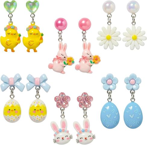 PinkSheep Clip On Earrings for Little Girls Kids Jewelry 12 Pairs Gift for 4/5/6/7/9/10 Years Old Unicorn Cat Flower Earring (classic) in Kuwait